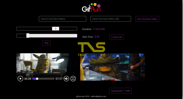 Dùng GifRun tạo ảnh động GIF từ video YouTube