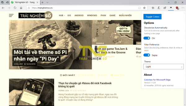 Thêm bộ lọc màu chống mỏi mắt khi lướt web với Microsoft Edge