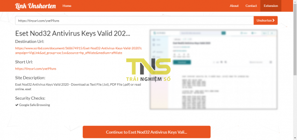 Trích xuất, kiểm tra độ an toàn link gốc của 300 dịch vụ rút gọn link
