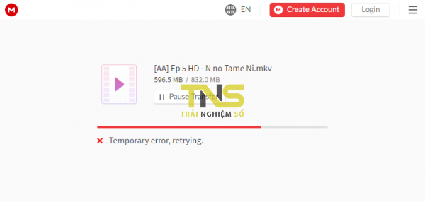Khắc phục lỗi “Temporary error, retrying” khi tải file trên MEGA