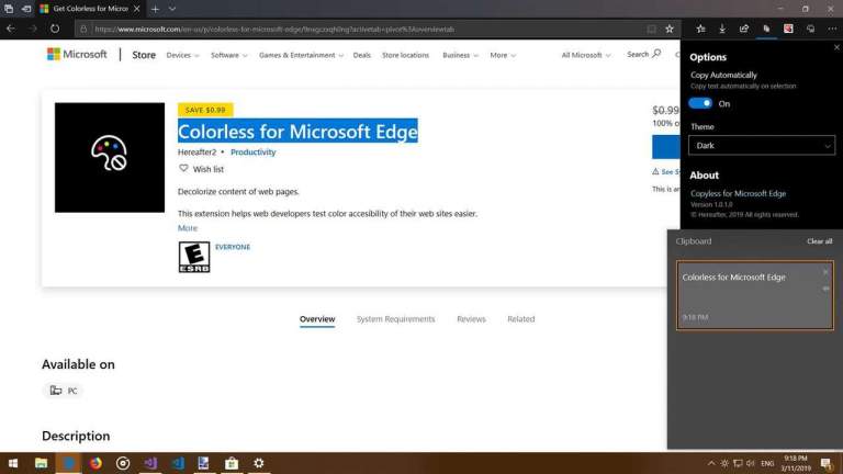 Tự động sao chép văn bản chọn trên Microsoft Edge