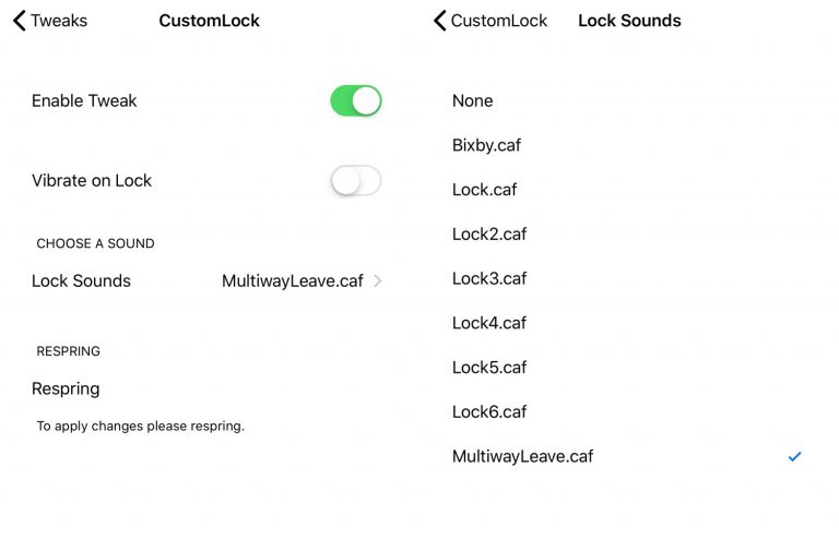 CustomLock - tweak hay giúp thay đổi âm thanh khóa màn hình