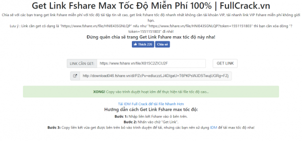 Chia sẻ 2 trang web get link Fshare mới nhất 2019