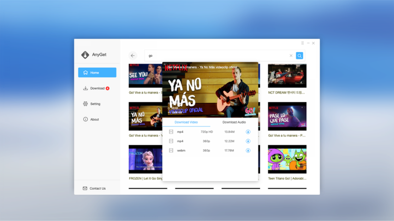 Tải video YouTube và hơn 1000 trang web trên Windows 10 với AnyGet