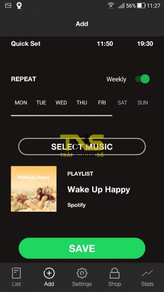 Báo thức với nhạc Spotify trên Android