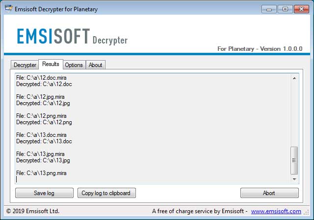 Công cụ giải mã ransomware .mira, .yum, .Pluto, hoặc .Neptune