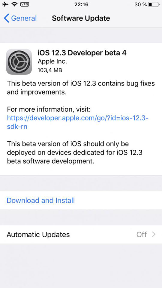 Đã có iOS 12.3 developer beta 4, mời bạn cập nhật