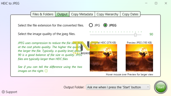Chuyển đổi hình ảnh HEIC sang JPEG/JPG với dung lượng nhỏ gọn