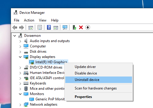 Khắc phục lỗi thanh điều chỉnh độ sáng trên Windows 10 version 1903 không hoạt động