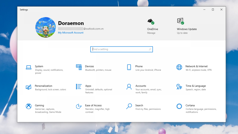 Cách bật header của Settings trên Windows 10 May 2019 Update