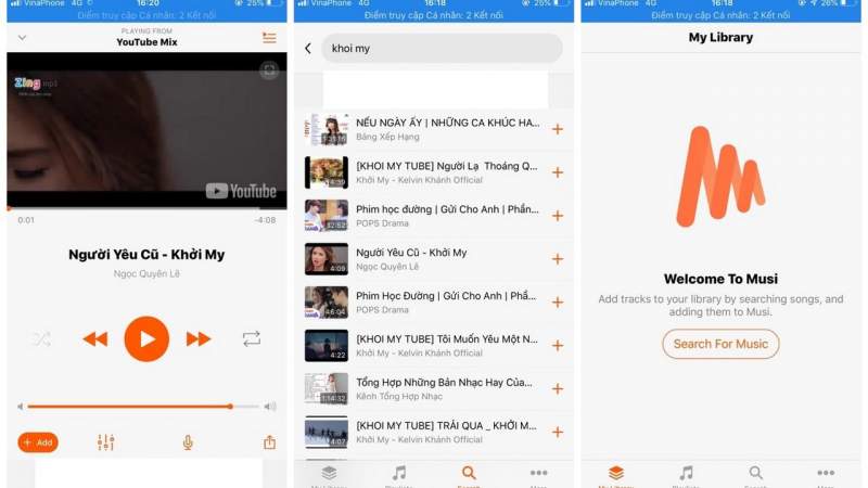Musi – nghe nhạc YouTube khi tắt màn hình dễ dàng