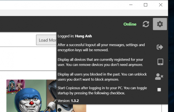 Dùng Copiosus P2P Chat trò chuyện an toàn giữa Android và Windows 10
