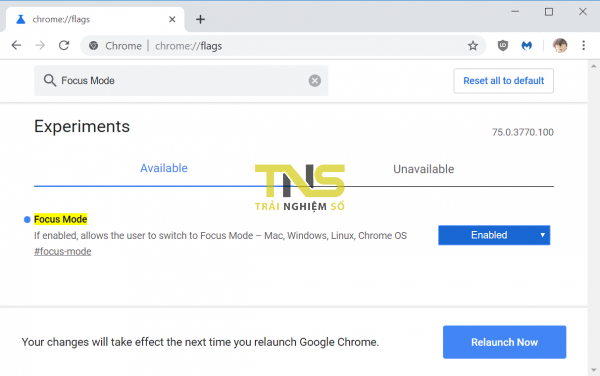 Mở tab trên Chrome trong cửa sổ Focus Mode