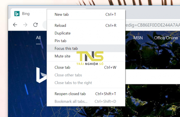 Mở tab trên Chrome trong cửa sổ Focus Mode