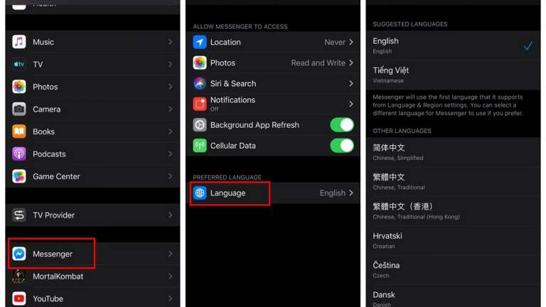 Cách chọn ngôn ngữ cho từng ứng dụng trên iOS 13