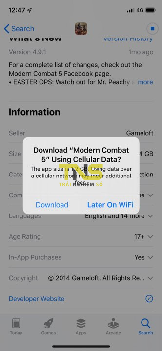 iOS 13 đã cho phép tải game lớn hơn 150MB dễ dàng hơn