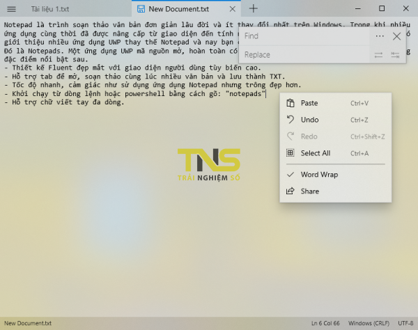 Notepads: Soạn văn bản theo tab, hỗ trợ giao diện tối và miễn phí