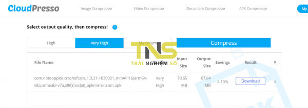 CloudPresso: Nén tập tin APK, video, hình ảnh, tài liệu miễn phí