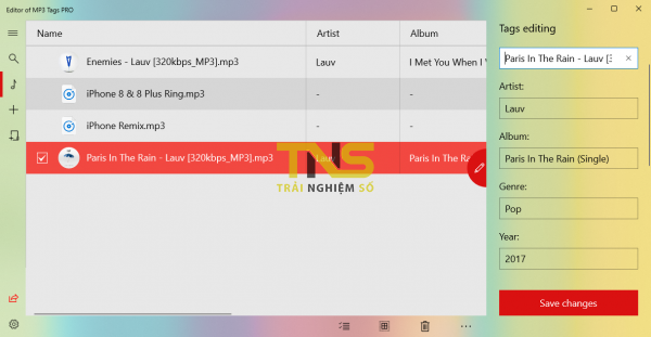 Editor of MP3 Tags PRO: Chỉnh sửa metadata tập tin MP3 thật dễ dàng