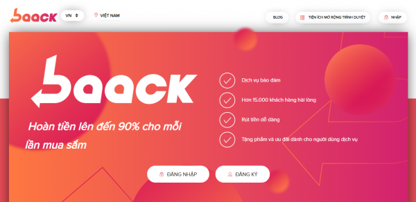 Baack.com: Nhận hoàn tiền khi mua sắm trên Shopee, Lazada, Tiki,…