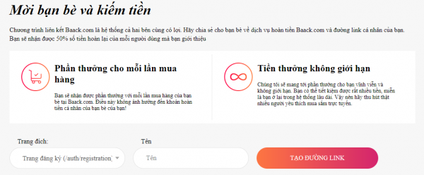 Baack.com: Nhận hoàn tiền khi mua sắm trên Shopee, Lazada, Tiki,…