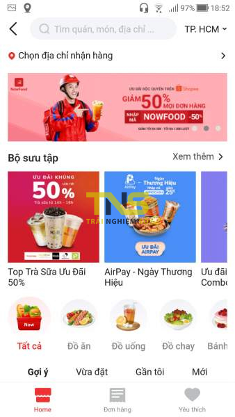 Cách đặt món trên Now.vn từ ứng dụng Shopee