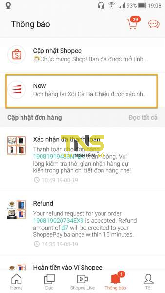 Cách đặt món trên Now.vn từ ứng dụng Shopee