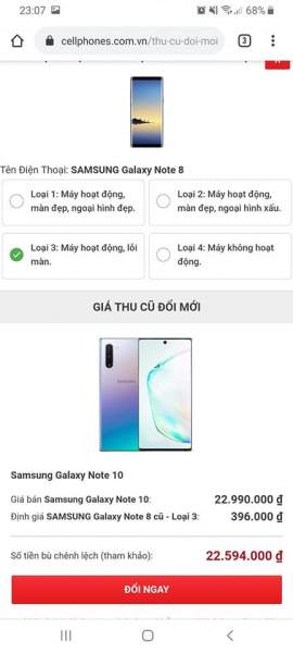 "Thu cũ, đổi mới Note10" cửa hàng định giá Note 8 chỉ 400 ngàn đồng khiến người dùng bức xúc