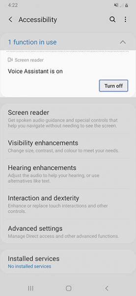 Cách tắt tính năng đọc màn hình trên điện thoại Samsung Galaxy