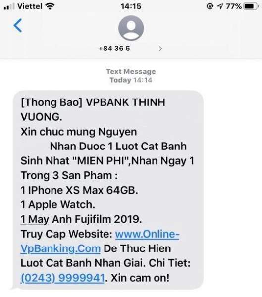 Cảnh báo chiến dịch lừa đảo mạo danh ngân hàng VPBank