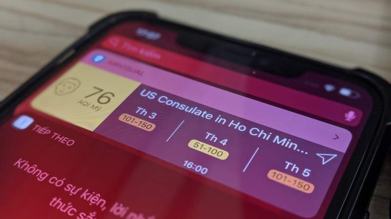 Cách xem chỉ số ô nhiễm không khí ngay trên widget iPhone