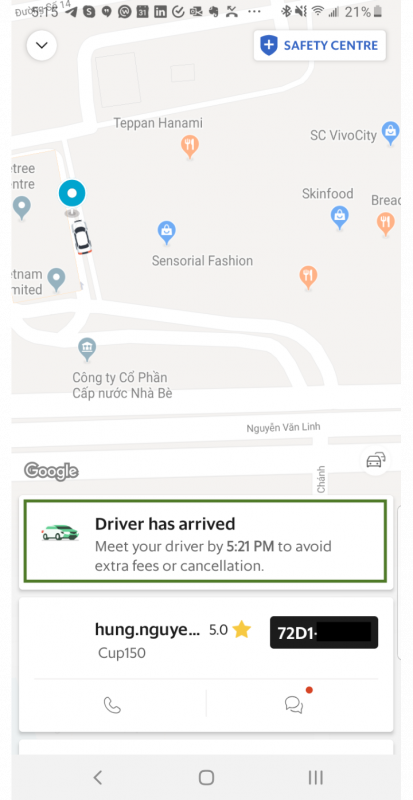 Grab sắp trừ phí hành khách trễ quá 5 phút