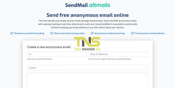 SendMail: Gửi thư nặc danh và nhận thông báo khi email được mở xem