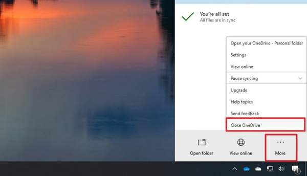 Tắt nhanh đồng bộ OneDrive trên Windows 10