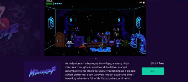 Tải miễn phí game đi cảnh màn hình ngang The Messenger cực hay từ Epic Games Store