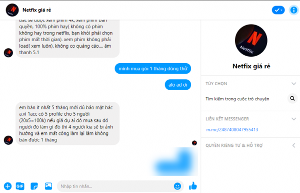 Cẩn thận khi mua tài khoản Netflix giá rẻ trên Facebook