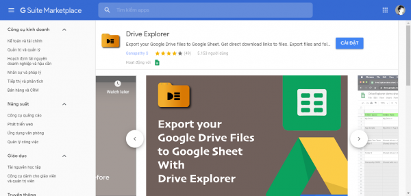 Trích xuất tất cả file, thư mục Google Drive vào Google Sheet