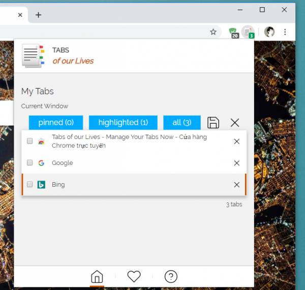 Quản lý đóng mở tab mới cho Chrome với Tabs of our Lives