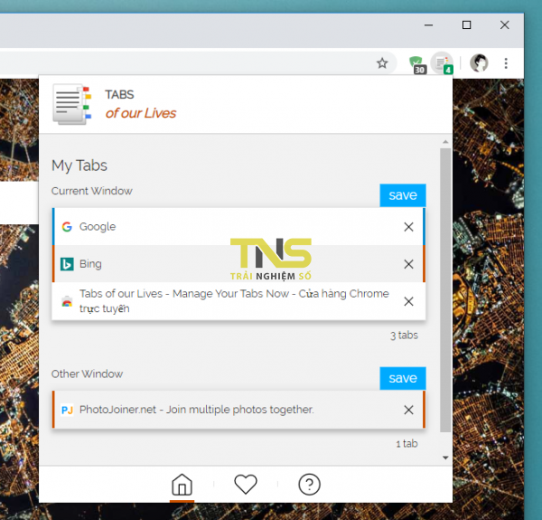 Quản lý đóng mở tab mới cho Chrome với Tabs of our Lives