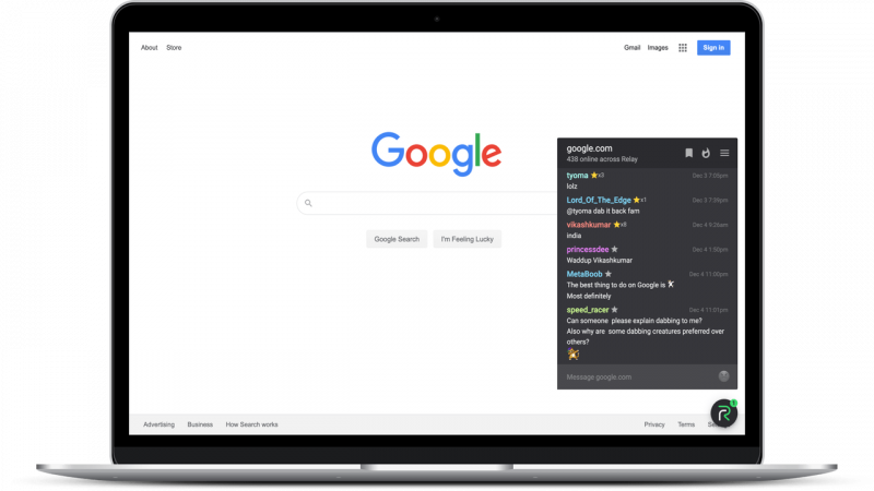 Relay: Trò chuyện với bạn bè, người lạ trên trang web bất kỳ