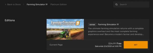 Đang miễn phí game Farming Simulator 19 từ Epic Games Store