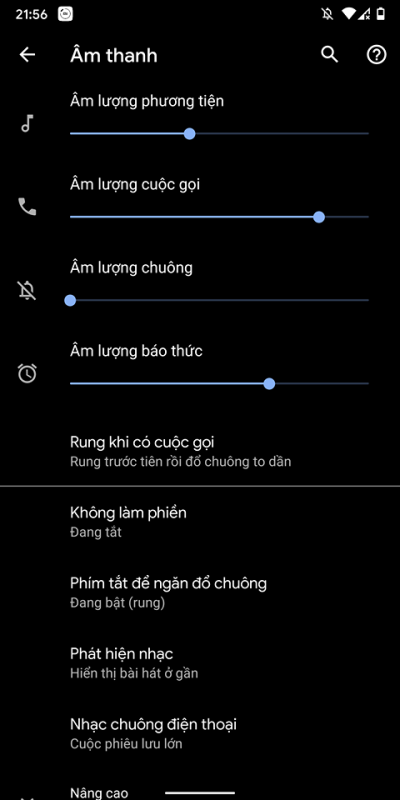 Cách thiết lập rung và chuông lớn dần khi nhận cuộc gọi trên Android 10