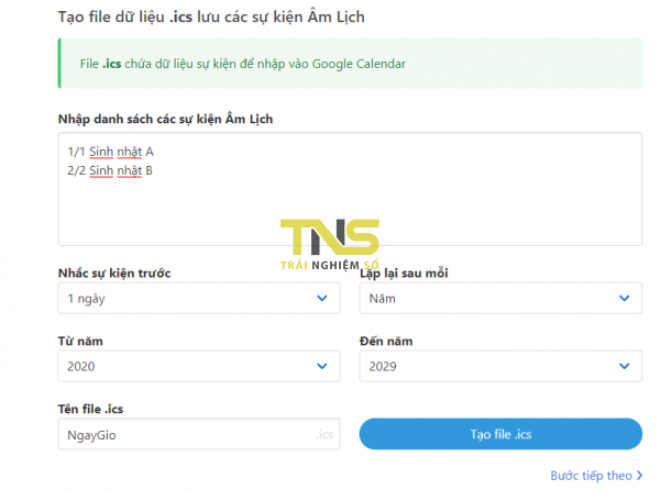 Tạo lịch Âm cực nhanh và xem trong Google Calendar,...
