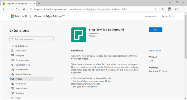 Mẹo hiển thị hình nền Bing trên New Tab trình duyệt Microsoft Edge Chromium