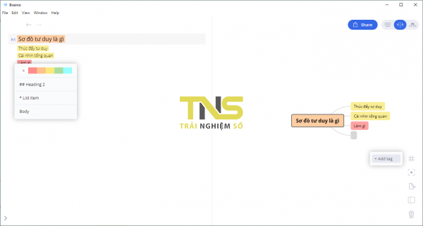 Lập bản đồ tư duy trên Windows 10 với Brainio