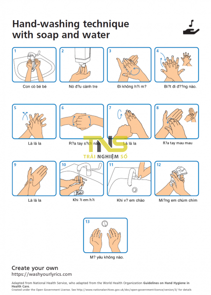 Cách giúp trẻ nhỏ dễ nhớ các bước rửa tay với lời bài hát