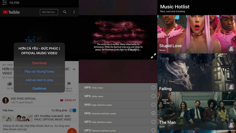 YoungTunes – nghe nhạc YouTube trên iPhone khi tắt màn hình, tải video về