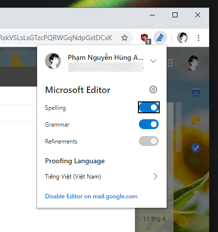 Dùng Microsoft Editor kiểm tra chính tả, ngữ pháp, câu cú trên trình duyệt