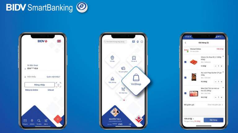 BIDV SmartBanking tích hợp tính năng “Siêu thị Vinmart online”