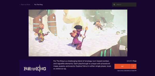 Đang miễn phí game For The King từ Epic Games Store